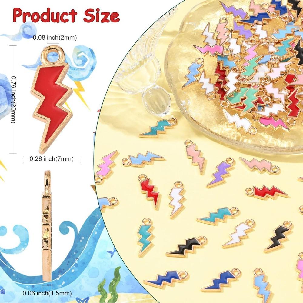20/50/100pcs Enamel Lightning Bolt Charms Colorful Flash Shape Charms Celestial Thunder Charms for Jewelry Making Bulk