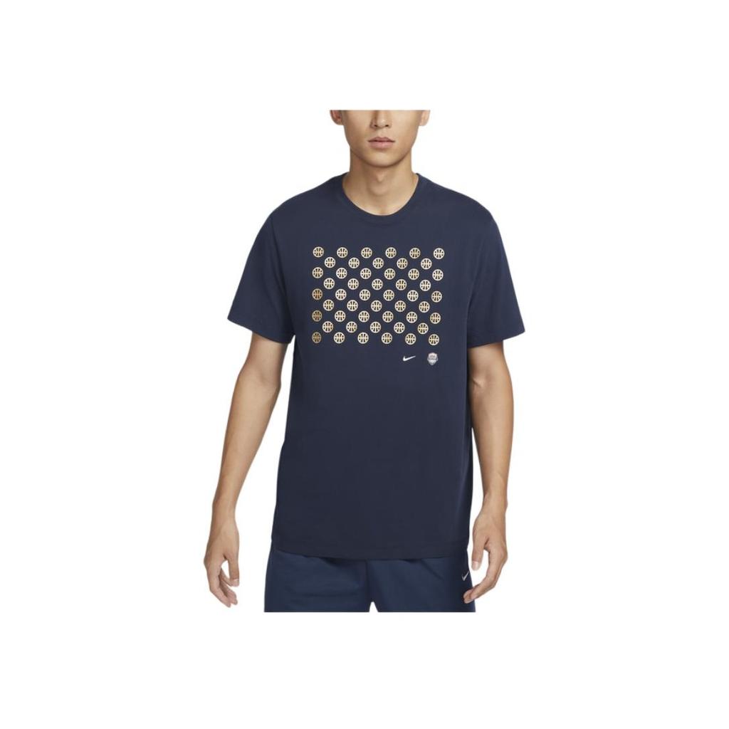 Nike Logo Print Comfortable Quick-Dry Basketball Short Sleeve T-Shirt Men Tops Obsidian HF6072451