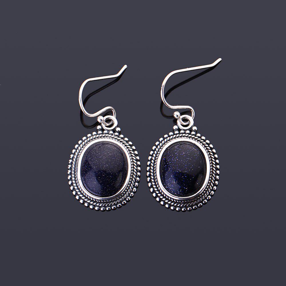Šperky Stříbrný přívěsek náušnice velké oválné modré pískovcové náušnice dámské módní svatební