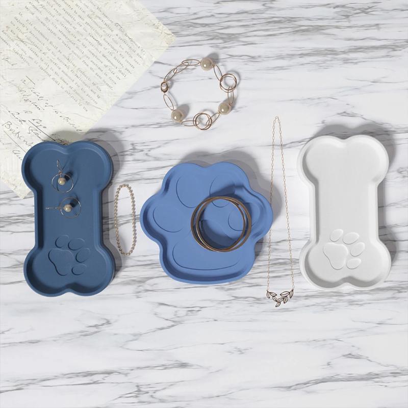 DIY Katzenpfote & Knochenform Silikonform Aufbewahrungstablett Schmuckausstellungsplatte Wohndekor Katzen- und Hundenapf Gipsform