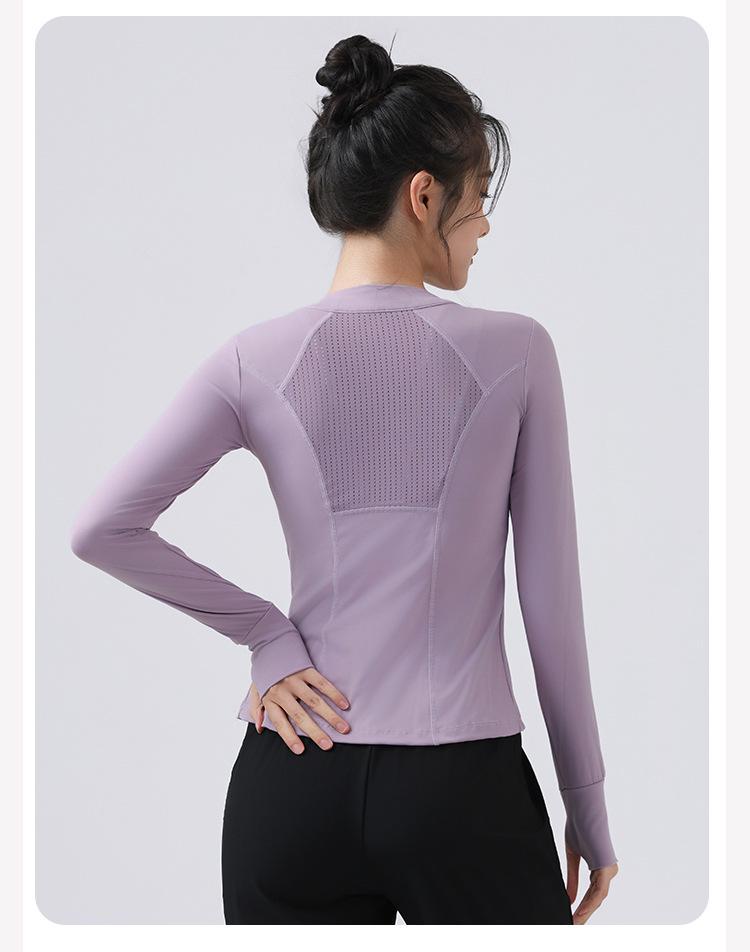 Damen Schnelltrocknendes Slim Fit Outdoor-Sportoberteil – Langarm Yoga & Lauf-Reißverschlusshemd