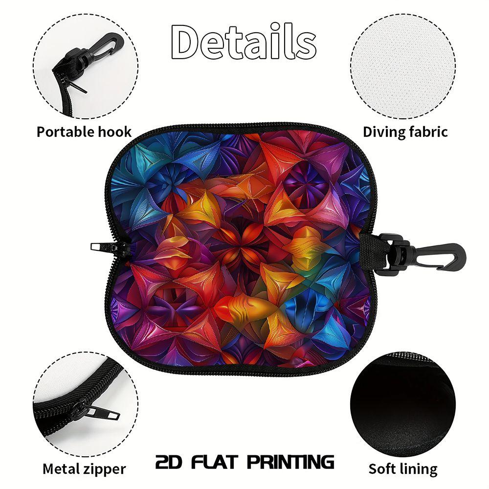 Vibrant Abstract Geometric Pattern Eyeglass Protector, Sunglasses Case, Portable Zipper Eyewear Holder, Protective Travel Glasses Container for Women