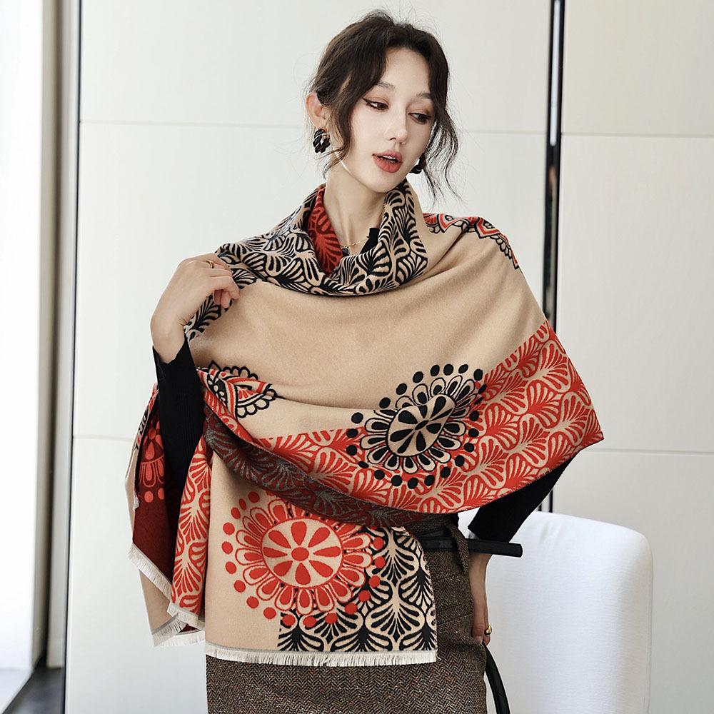 Double Sided Scarf For Women, Autumn And Winter Long Style, Suitable For Both Wearing And Wearing Cloaks, With A Thick Imitation Cashmere Shawl