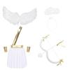 Mens Cupid Angel Costume Contrast Color Heart Skirt Detachable Sleeves Wings Set