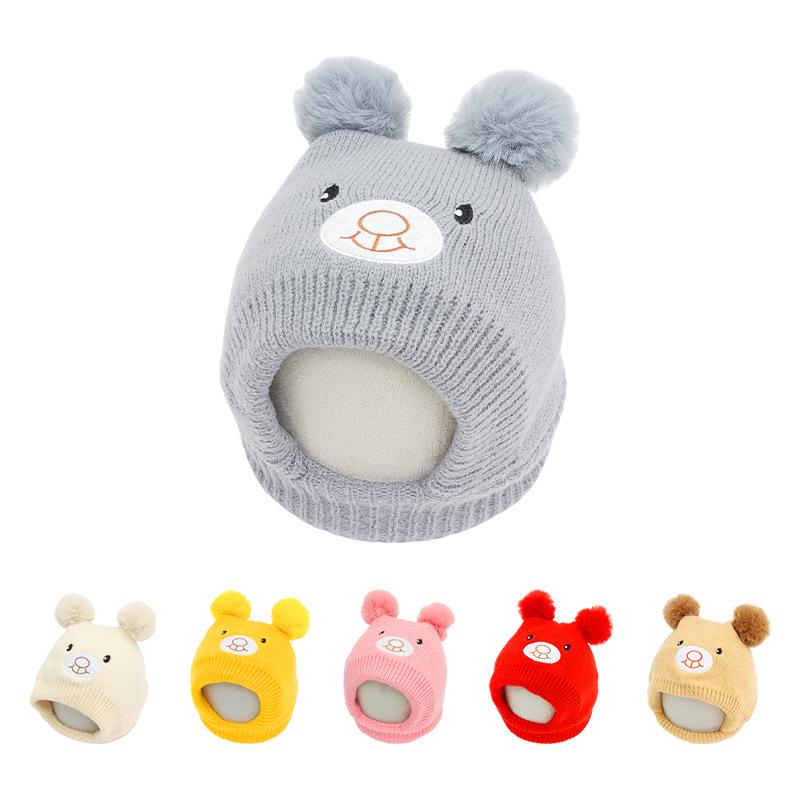 New Bear Kids' Knitted Winter Hat with Ear Protection & Scarf