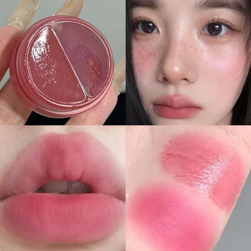 HERORANGE Peach Gauze Lip & Cheek Cream: Korean-Style Watery Matte Lip Mud & Two-Color Blush