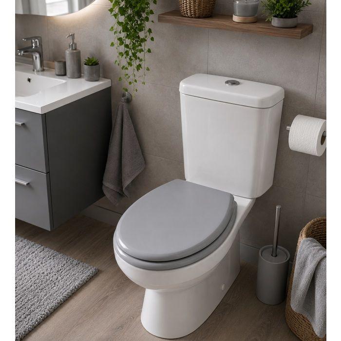 Abattant WC Gris MDF – Charnières Plastiques – 47 x 37 cm