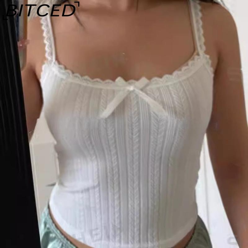 Женский кружевной топ-футболка BITCED с вырезом-халтер и бантом S