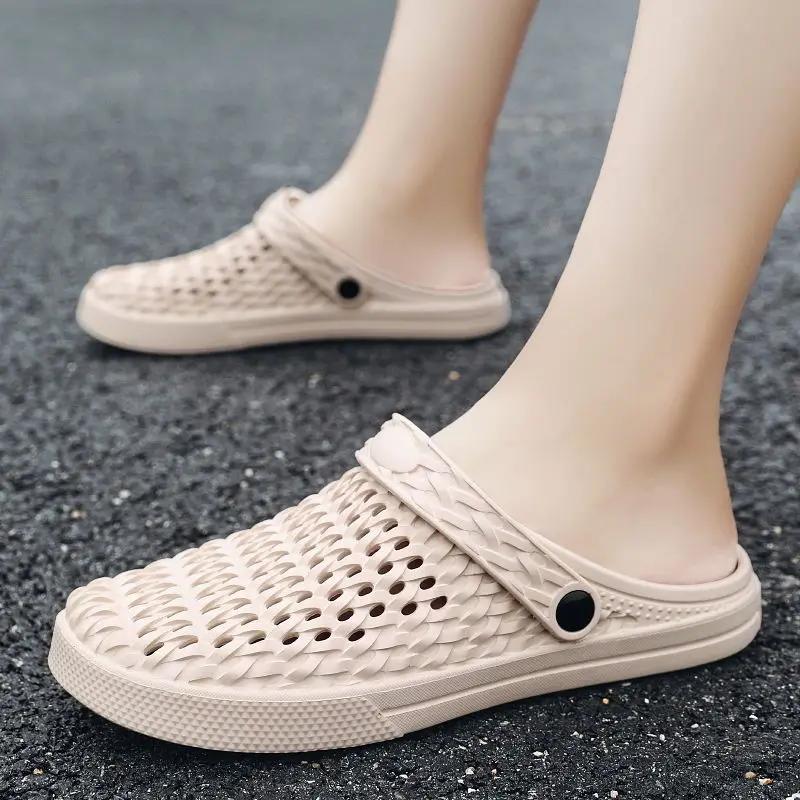 Fashion Flat Men's Shoe Eva Hole Slides 2025 Fashion Cheap Shoes Liquidation Fun Low Price Comfortable Summer Sale Y2k Male Slipper
