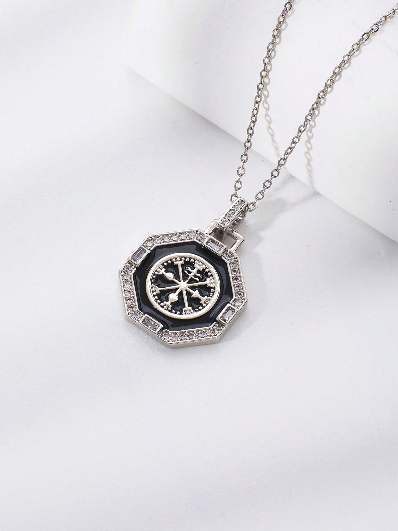 1 шт. Минималистичное Уникальное Восьмиугольное Лакковое Медное Ожерелье-Подвеска с Цирконием, Высококлассная Нишевая Дизайнерская Цепочка на Ключицы, Универсальный Подарок
