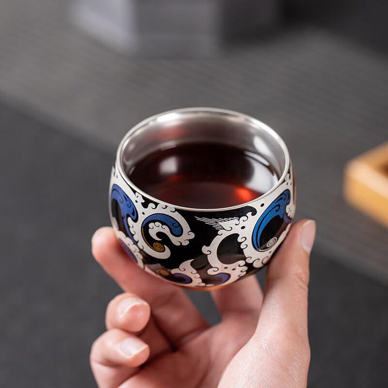 Gilded Silver Azure Dragon Master Tea Cup