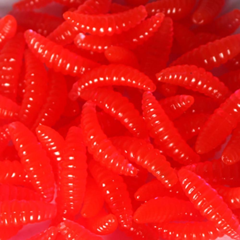 50PCS 2.1cm 0.5g Soft Fishing Lures Artificial Design Soft Texture Breadworm Lure Silicone Material Maggot Lure
