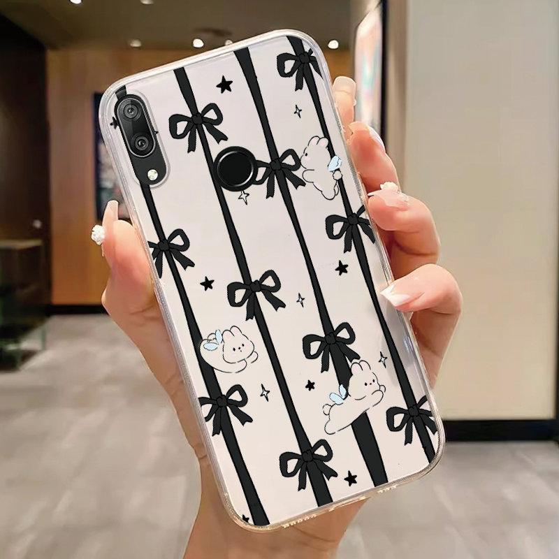 For Huawei Y7 Prime 2019 Y7 Pro 2019 P Smart Z Honor 9X Case Phone Cover Oil Butterfly Flower Heart Clear Bags Fundas Silicone