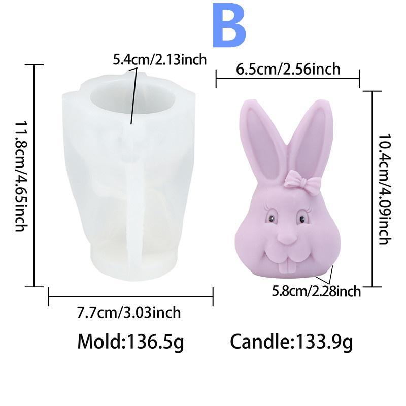 Easter Bunny Silicone Mold DIY Bowknot Grinning Rabbit Basket EggShape Multi Purpose Candle Plaster Tool Managed Holiday Decor