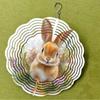 10-Inch Hanging Wind Chime with Rabbit Design 360° Hook Vibrant Green Orange Floral Basket Decor for Spring Summer Garden Gift