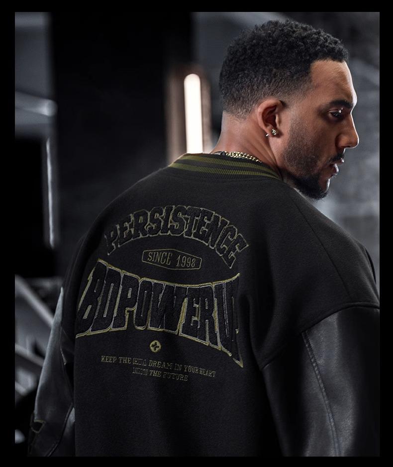 Men's Retro American Letter Embroidery Baseball Jacket - Casual Loose Fit for Spring and Autumn