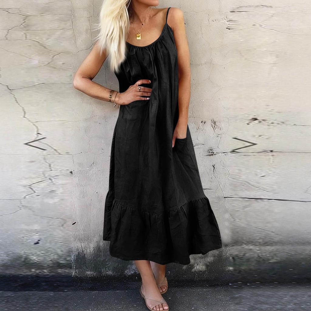 Women's Backless Strapless Dresses, Backless Loungewear Dress, Sleeveless, House Dress, Long Dress With Back Bow