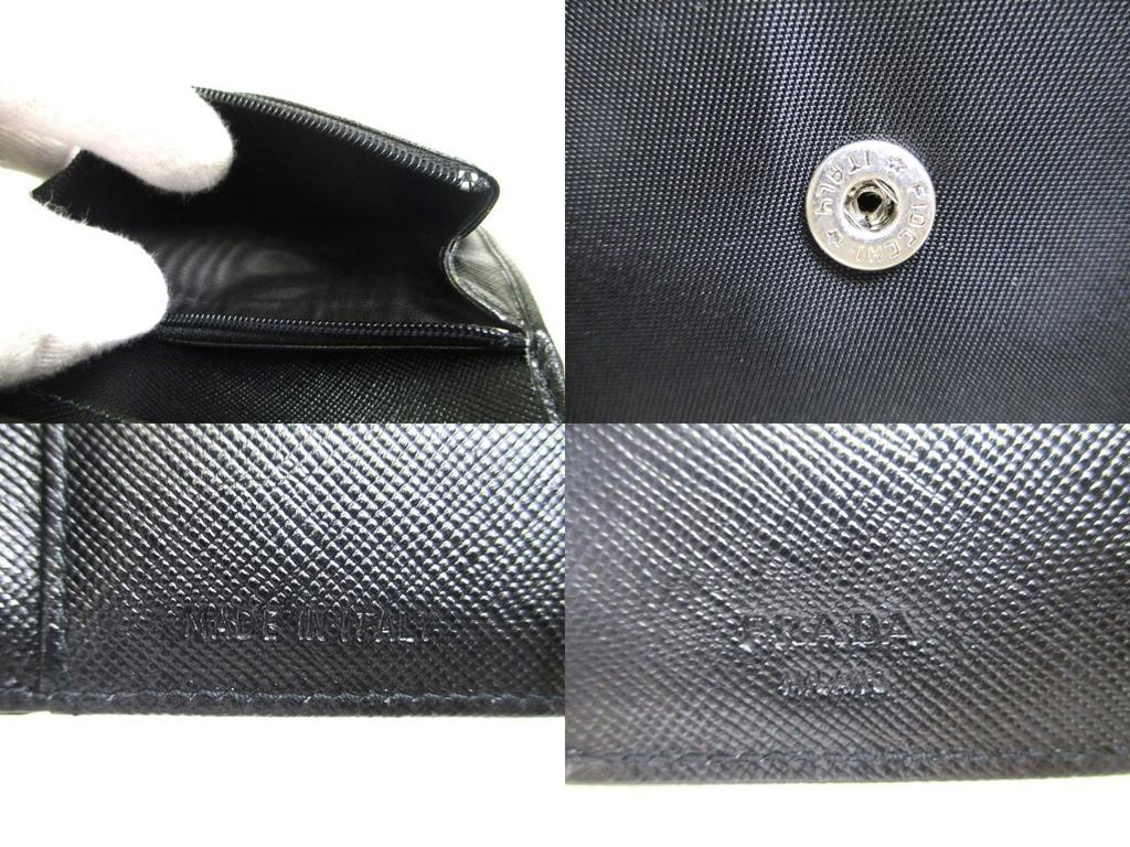 Authentic PRADA Black Nylon and Leather Trifold Wallet Purse #a578  Open box