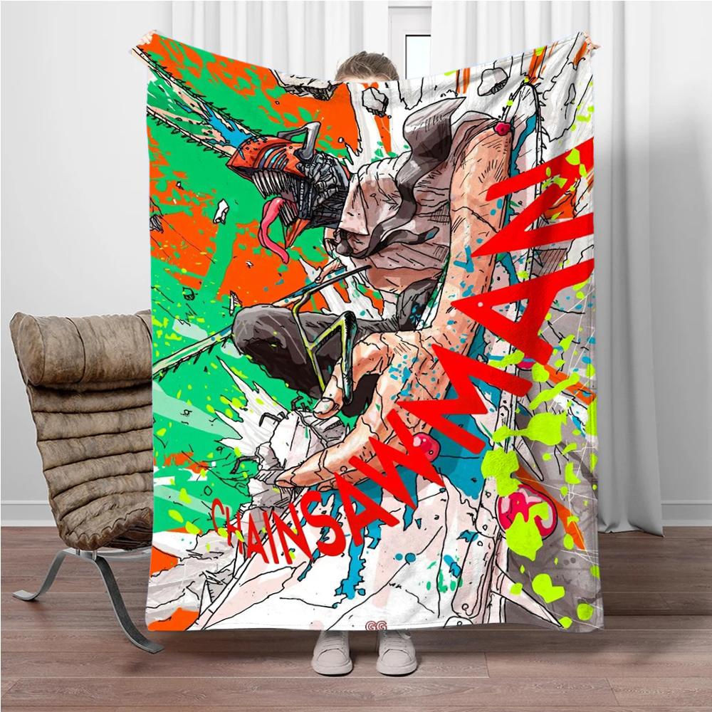 Japanese Anime Manga Denji Chainsaw-Man Children Warm Soft Blankets for Sofa Bed Cover Blanket Suitable for Birthday Souvenir