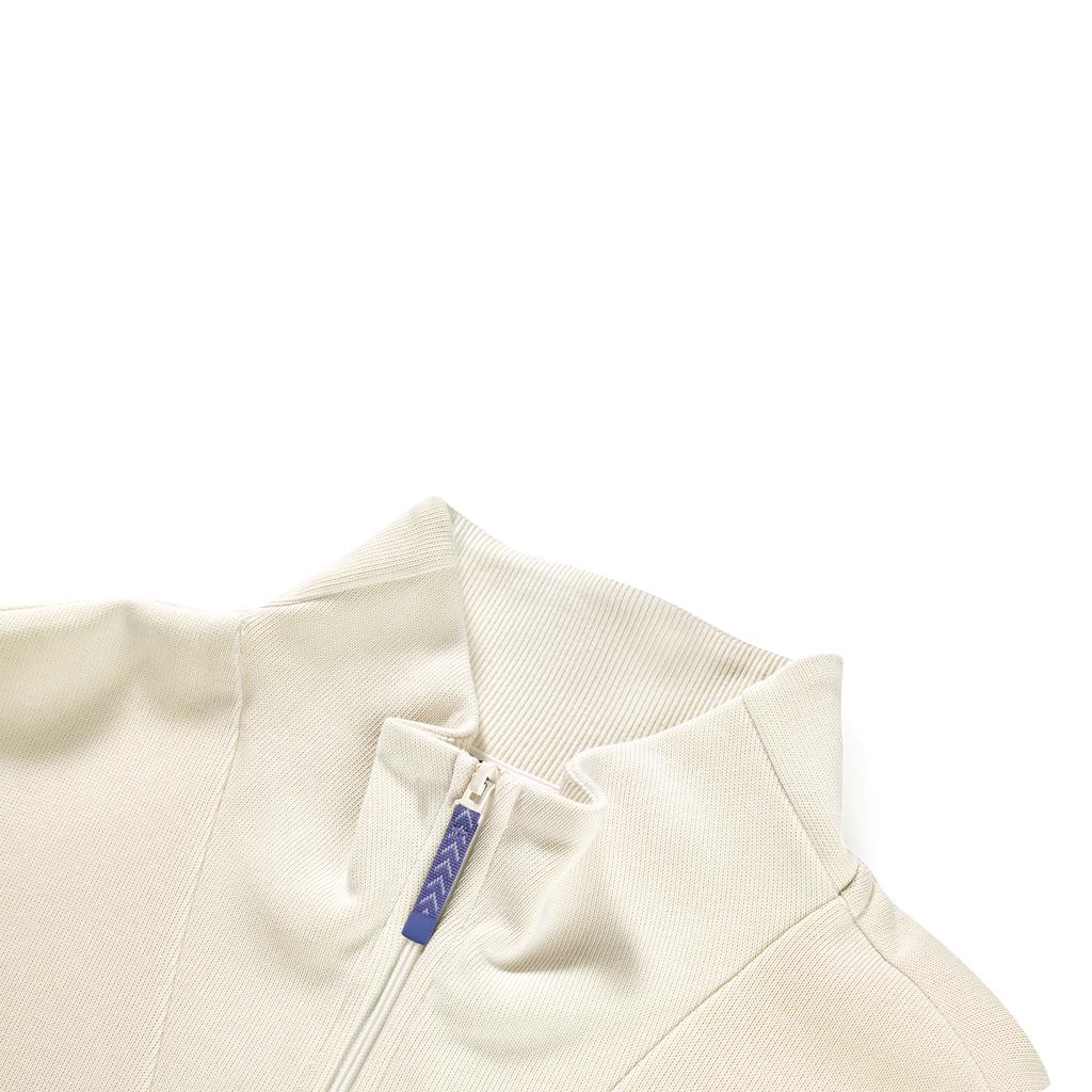 Skechers Stroll Series Solid Color Stand Collar Pullover Half-Zip Sweatshirt Women Sweatshirt Tofu-White L423W013-0211