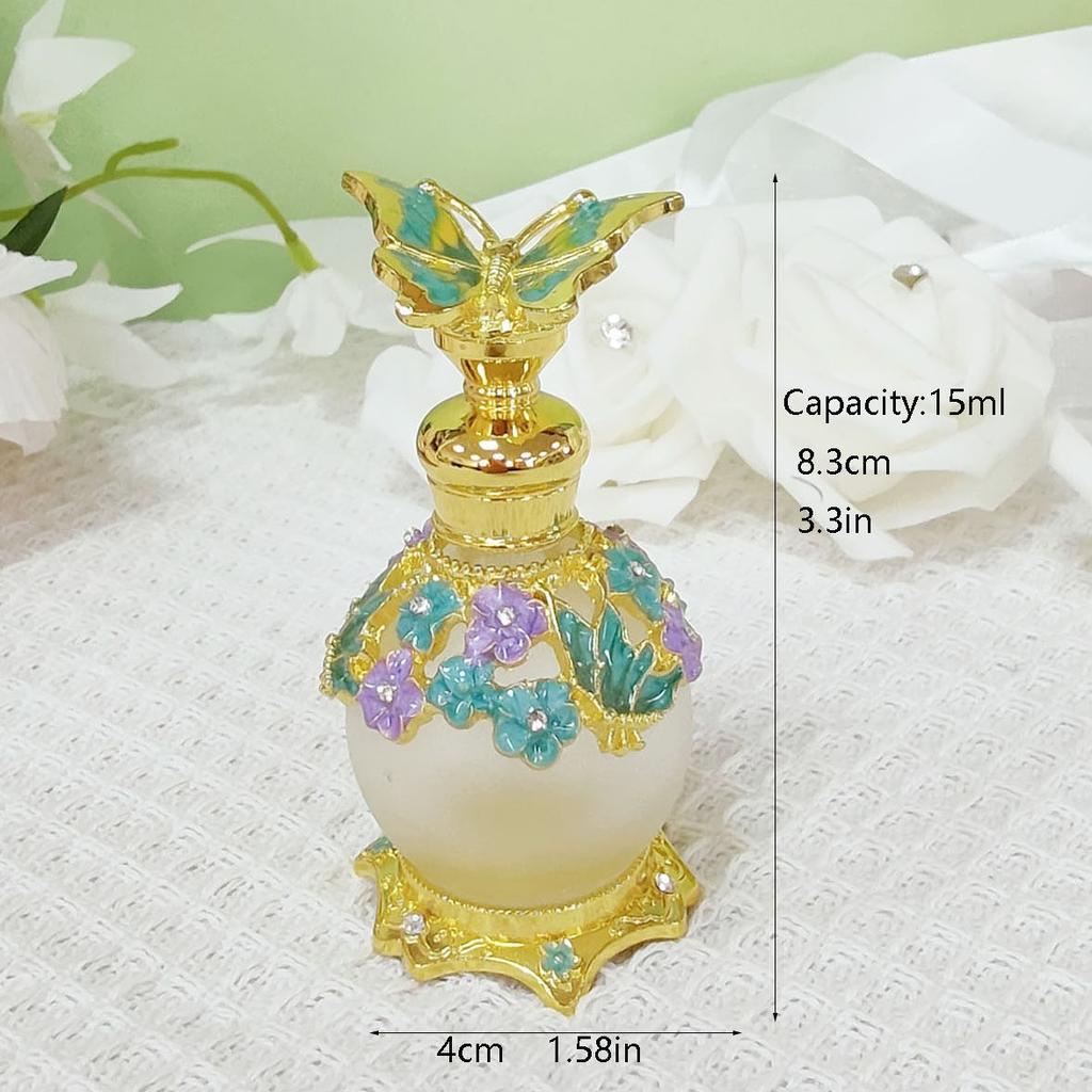 15ML Butterfly Metal Perfume Oil Round Bottle Multi-color Colorant Glass Perfume Oil.
