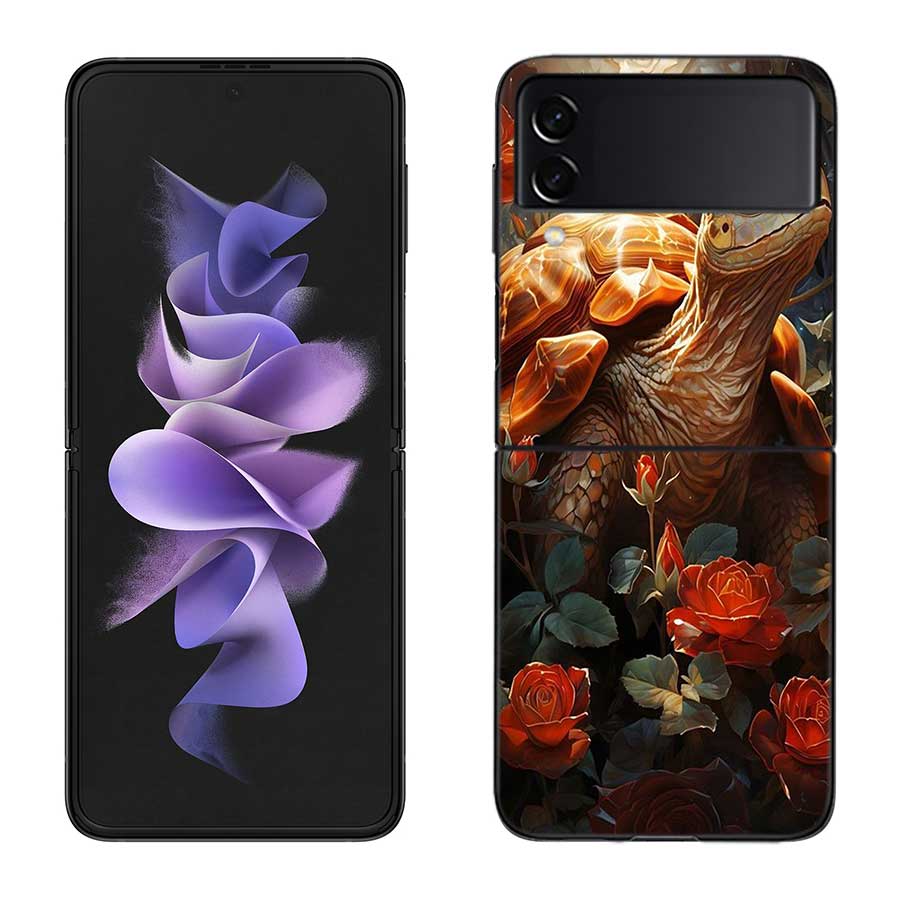 Marine Organisms, Sea Turtles, And Animals Phone Case For Samsung Z Flip 7 6 5G Galaxy Z Flip 5 4 3 Black Hard Cell Cover Luxur