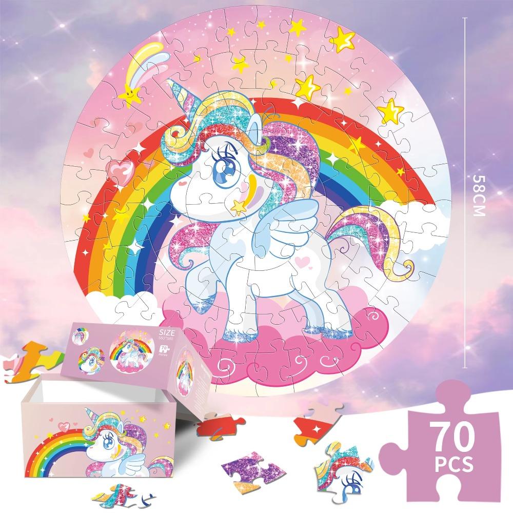 Map World With Animals Jigsaw Puzzle For Kids 70Pcs Round Floor Puzzles For Boys Girls Globe Geography Games Educational Toy