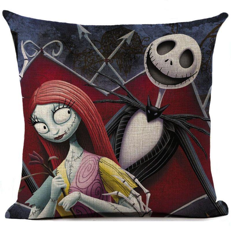 Nightmare Before Christmas Baumwolle Leinen Wurfkissenbezug Sofakissenbezug Heimdeko