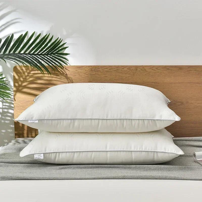 48*74Cm Mulberry Silk Bedding Pillows 1000 Grams Natural Silk Filling Jacquard Anti Mite Soft Fluffy Hotel Neck Sleeping Pillows