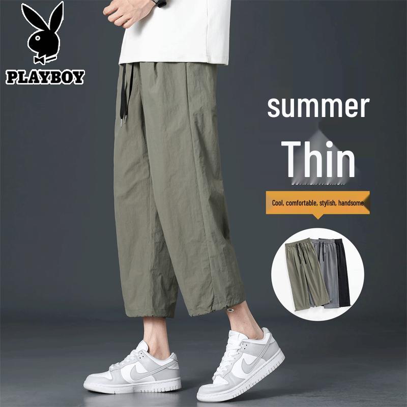 PLAYBOY Men's Ice Silk Nine-Point Casual Pants
