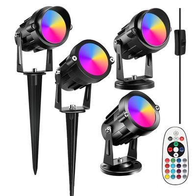 RGBW Lawn Light: Remote-Controlled Plug-in for Courtyard, Landscape, & Wall Art Spotlights.