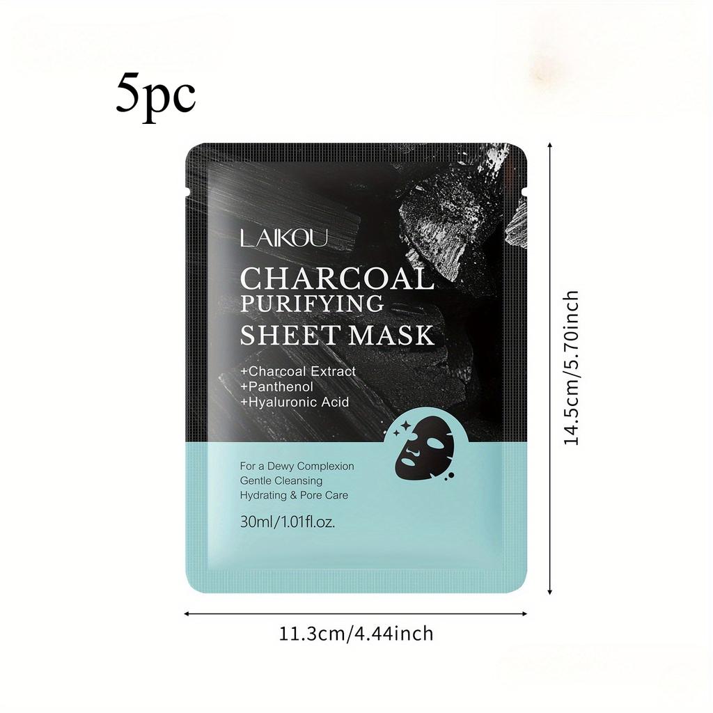 Bamboo Charcoal Mask with Hyaluronic Acid Deep Cleansing Long Lasting Moisturizing for Gentle Skin Care