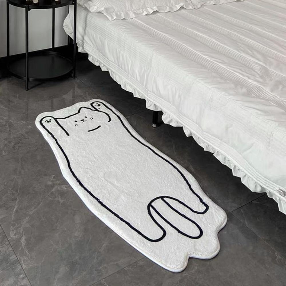 

Irregular Cartoon Animal Carpet Thickened Bedside Rug New Cat Floor Mat Coffee Table 40*60cm-Cat shape
