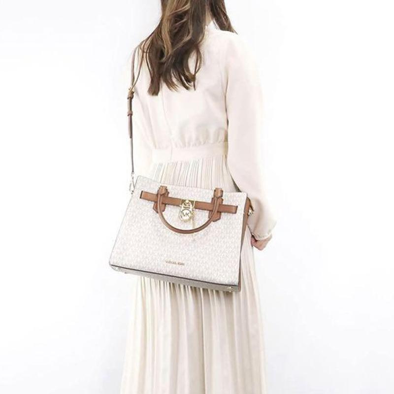 Michael Kors Hamilton Legacy Monogram Lock Commuter Fashion Design Coated Canvas Shoulder Crossbody Tote Bag Medium Women Handbags 35F1GHMS2B-150