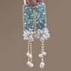 Pinza para el pelo con borla de perlas Pinza lateral de cristal Tocado para mujer Accesorio para el pelo chino vintage Para ocasiones especiales Hanfu