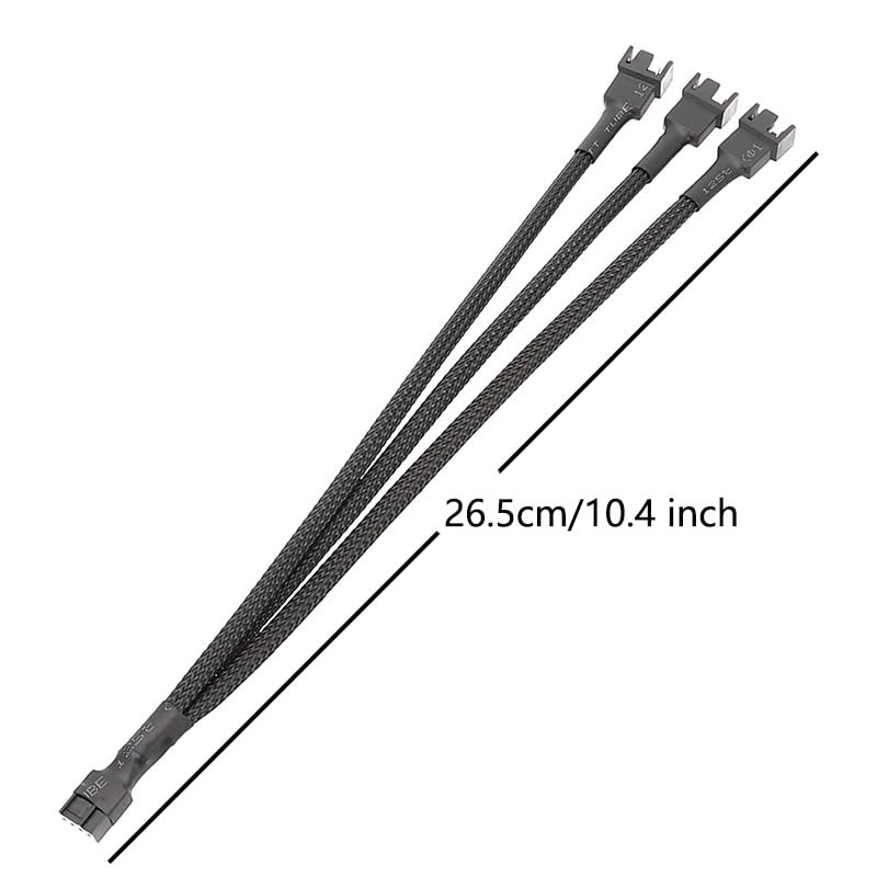 4Pin 1 to 3 Ways PWM Fan Splitter Cable Sleeved Fan Power Exion Cable 4Pin Female to 3X 4Pin Male,3 Way 4 Pin PWM Fan Splitter Cable 12 Inches, PC