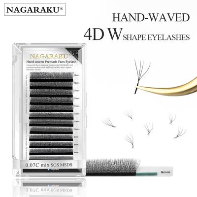 NAGARAKU W Shape Hand Waved Premade Fans Eyelash Extensions Full 4D Lashes Natural Soft Light Individual  Matte Dense