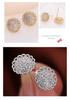 Sunflower Diamond Stud Earrings with Lace Metal and Copper Needle - Women's Elegant Niche Jewelry