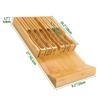 VaeFae Bamboo Knife Drawer Knife Drawer Organizer Kitchen Drawer Knife Block for 12 Plus Slot for Knife Sharpener Organizer, Insert, Knives, (No