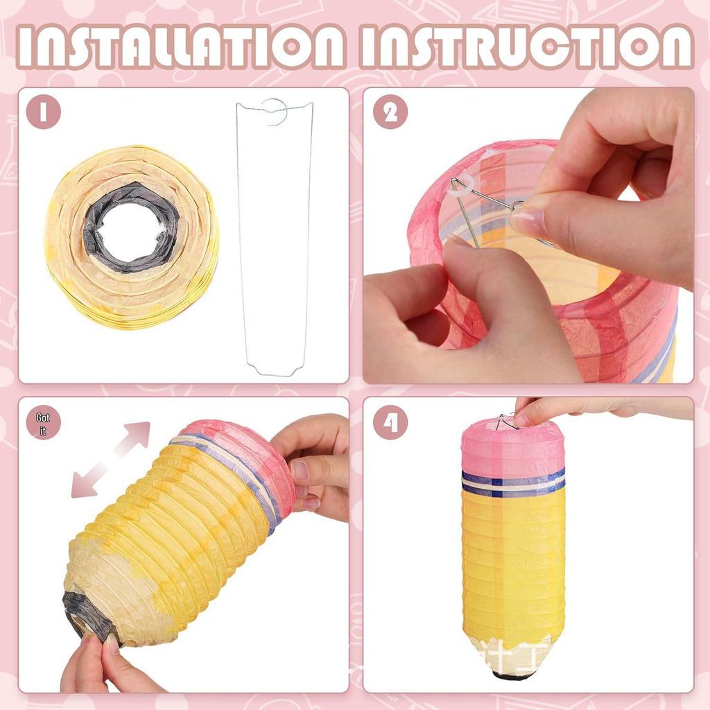 Back-to-School Pencil and Paper Lantern Hanging Decorations for Classroom and Party Bunting