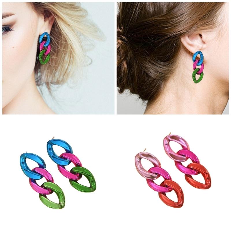 Stylish Alloy Chain Earrings In Candy Color Unique And Comfortable Chain Earrings Jewelry In Trendy Color For Parties