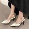 Fashion Fashion Pointed Toe Shallow Mouth High-heeled Women Sandals Summer Elegant Buckle Decorated Stiletto Women Shoes Slingback Femme