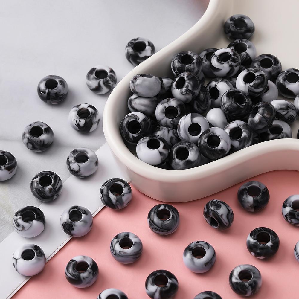 20pcs Acrylic Mixed Color Big Holes Beads Round Spacer Loose Beads for DIY Necklace Bracelet Earring Jewelry Making Accessories