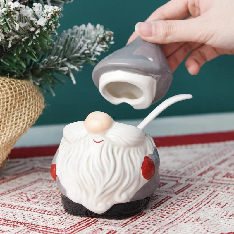 Weihnachtsmann Keramik Versiegelter Behälter Kreativer Großer Vorratsbehälter mit Deckel Haushalts-Snacks Trockenfrüchte Küchen-Aufbewahrungsbehälter