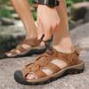 Fashion Men Leather Sandals Summer Classic Men's Outdoor Sandals Soft Comfortable Beach Sandals Slippers Men Shoes Large Size 38-48