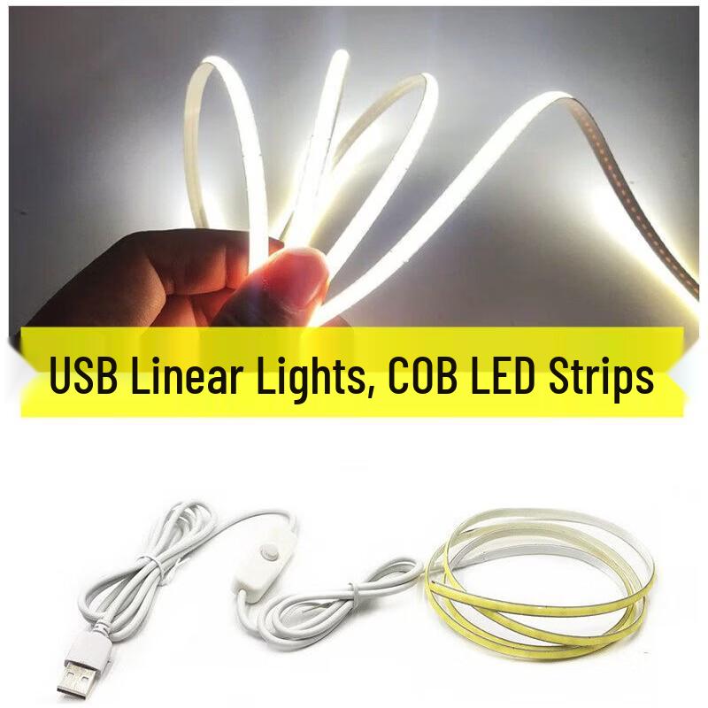 5V USB Flexibles Selbstklebendes COB LED Streifenlicht mit Schalter
