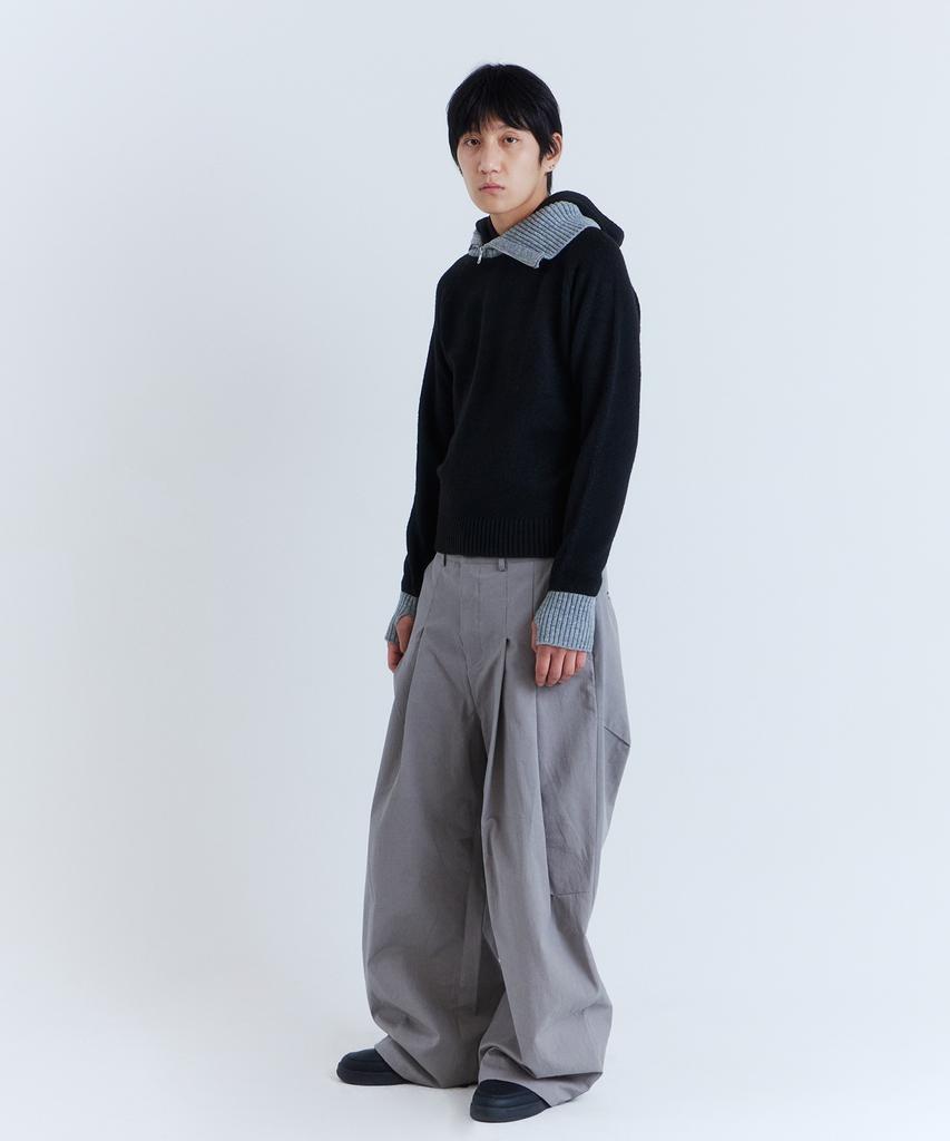 PARADIGMFILM [Ep.03] Slant High-Neck Hooded Knit (Black)