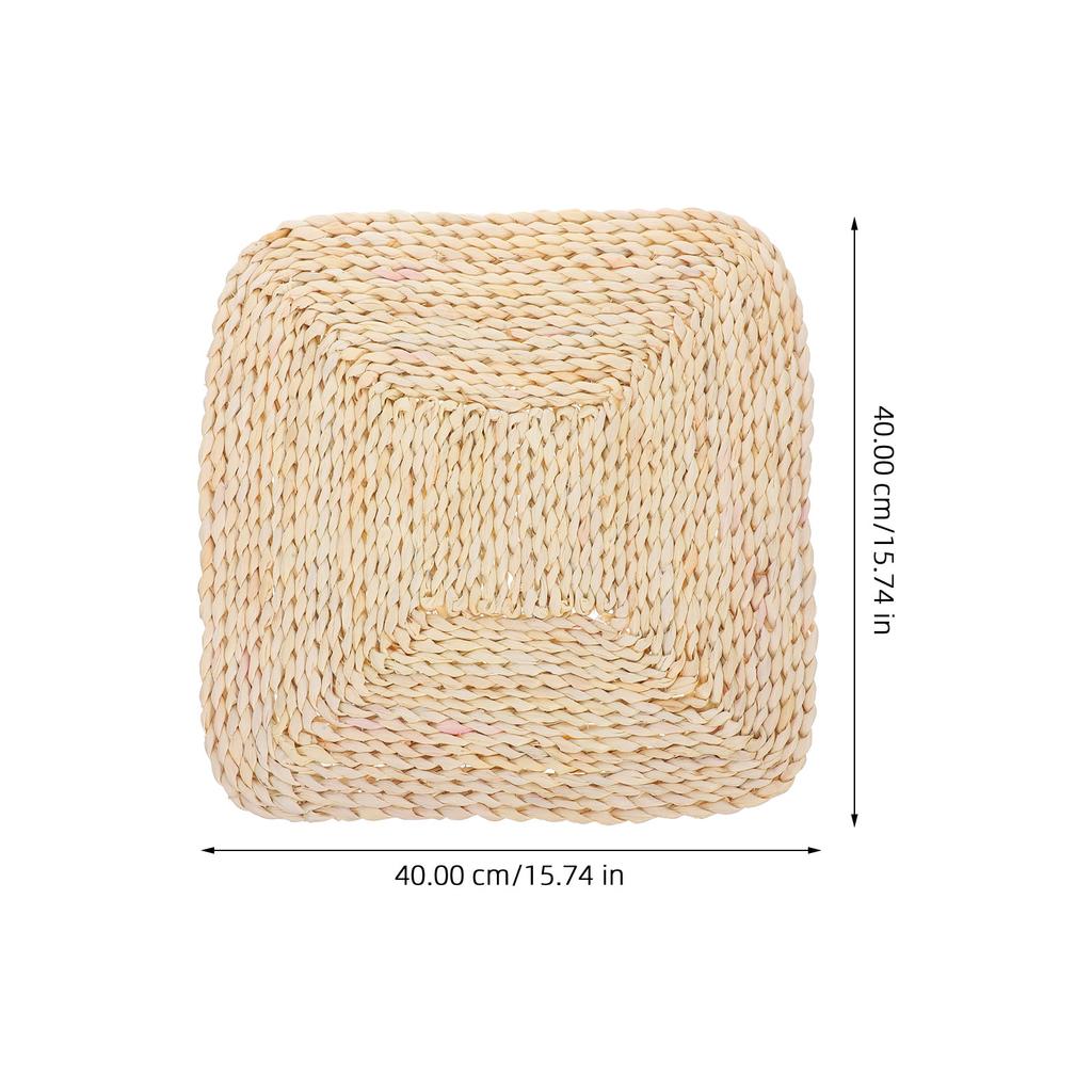 Breathable Straw Yoga Floor Pillow Handmade Woven Sitting Mat for Meditation Bed Pillow Indoor Outdoor Relaxation Pad