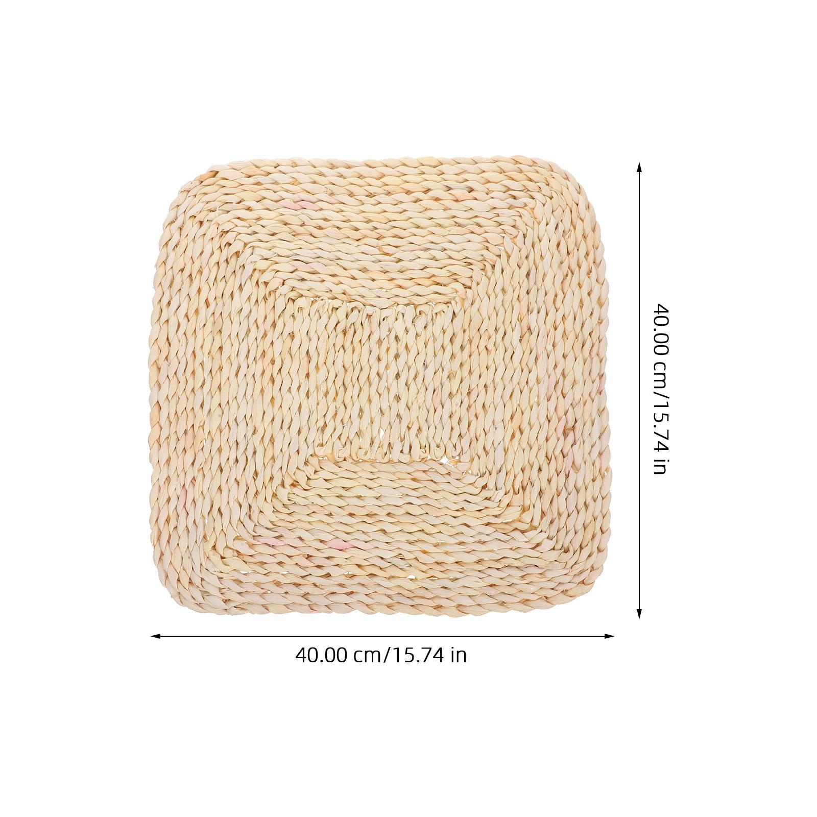 

Breathable Straw Yoga Floor Pillow Handmade Woven Sitting Mat for Meditation Bed Pillow Indoor Outdoor Relaxation Pad бежевий