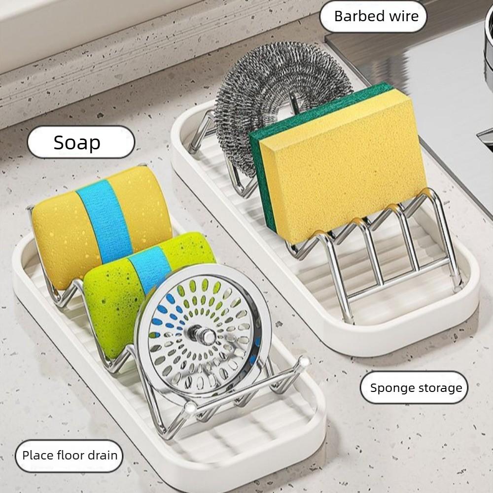 Stainless Steel Minimalist Soap Holder Draining Soap Dish for Bathroom Kitchen Creative Countertop Sink Soap Sponge Organizer